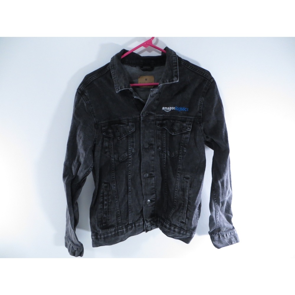 Amazon Logistics Black Mens Jean Denim Button Up‎ Jacket Size Medium